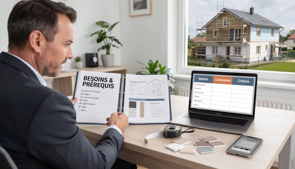 Un homme étudie les besoins et les prérequis pour effectuer une rénovation énergétique de maison